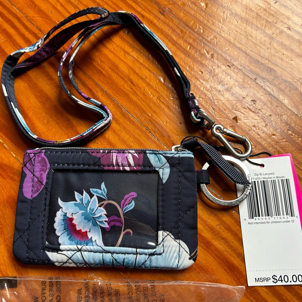 Vera Bradley Zip ID & Lanyard Set Mayfair In Bloom NEW